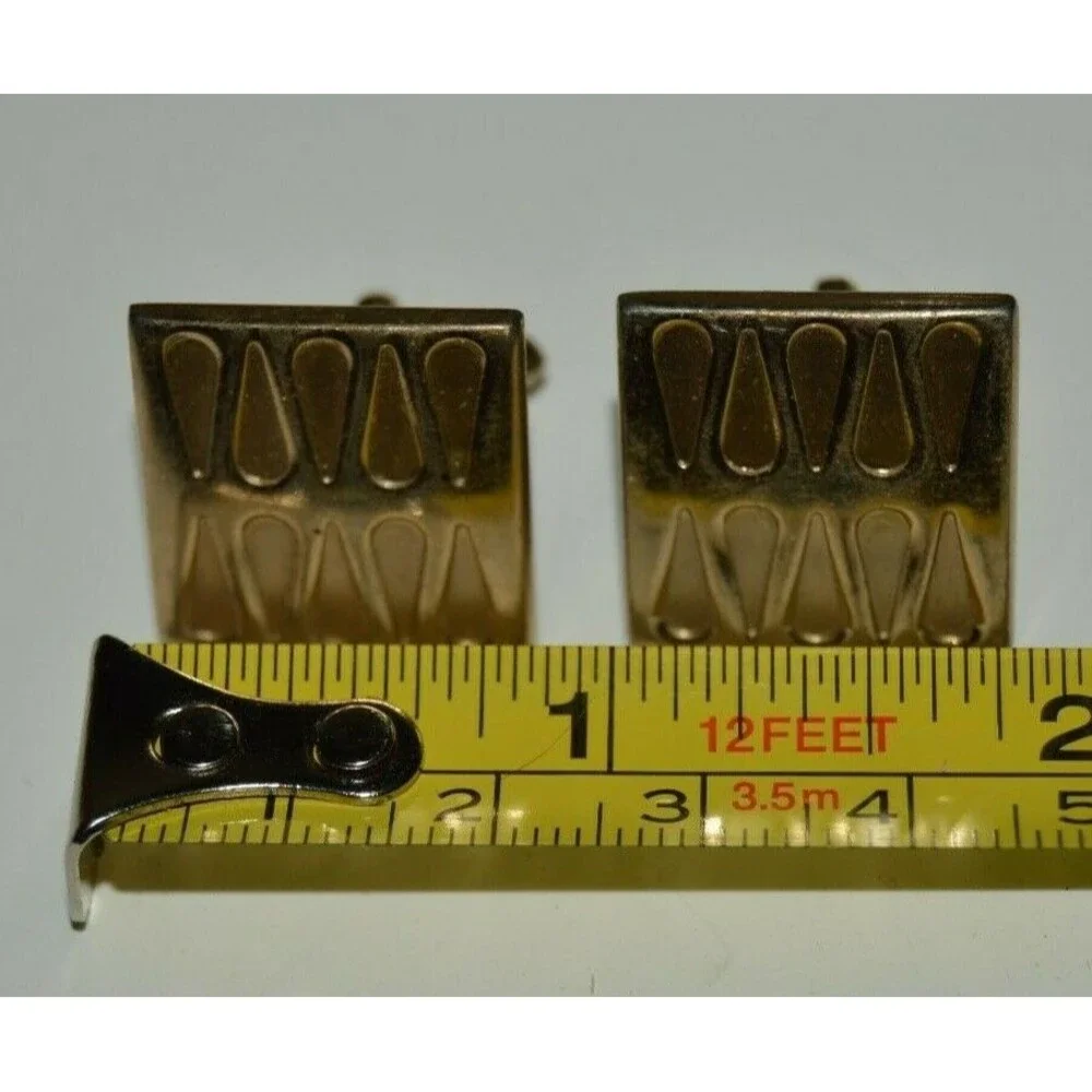 Vintage Square SWANK Mid Century Modern Brass Tear Drops Cuff Links Rare MINTY